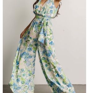 Alessandra Jumpsuit | Blue + Green Floral